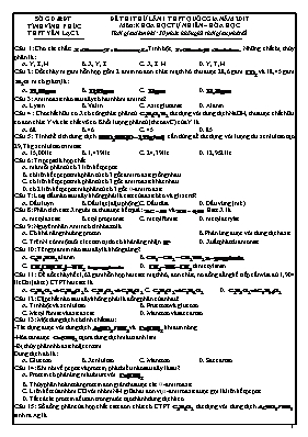 Đề thi thử THPT Quốc gia lần 1 môn Hóa học năm 2017 - Trường THPT Yên Lạc 2